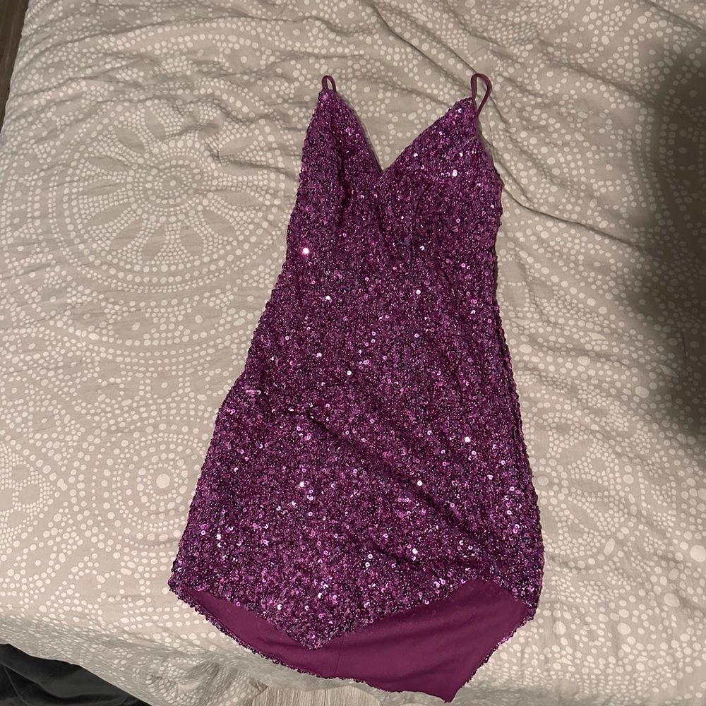 Glamorous Sequin Hot Pink Slip Dress